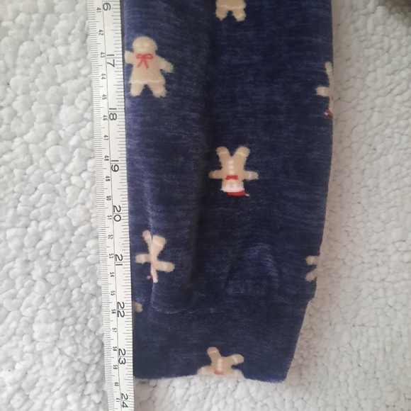 New Plush Navy Mr & Mrs Gingerbread Santa Sz XL OnePiece Pajamas Zip Up Hooded - Picture 8 of 15